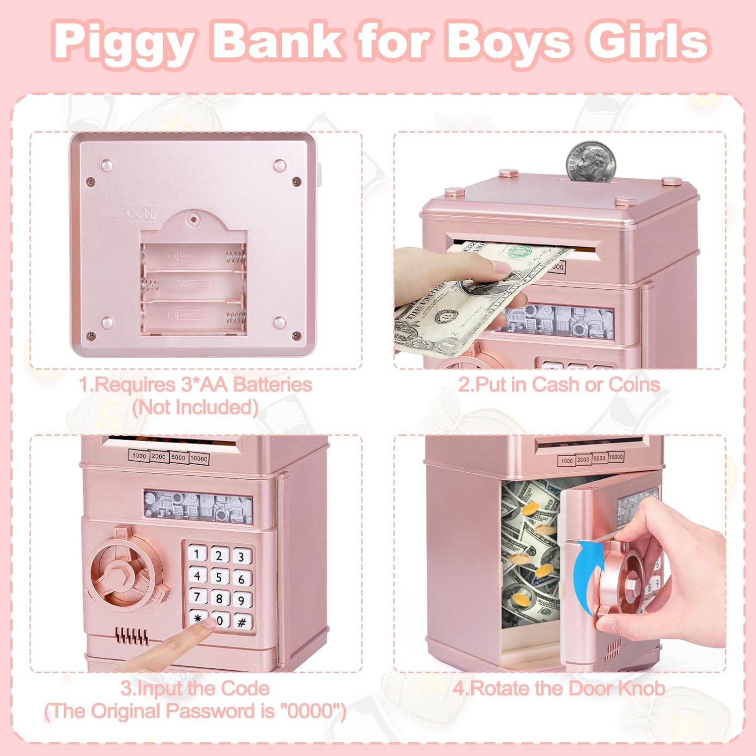 Refasy Piggy Bank Cash Coin Can ATM Bank Electronic Coin Money Bank for Kids-Hot Gift